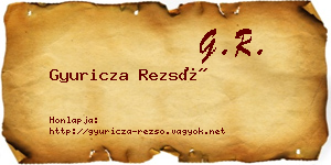 Gyuricza Rezső névjegykártya